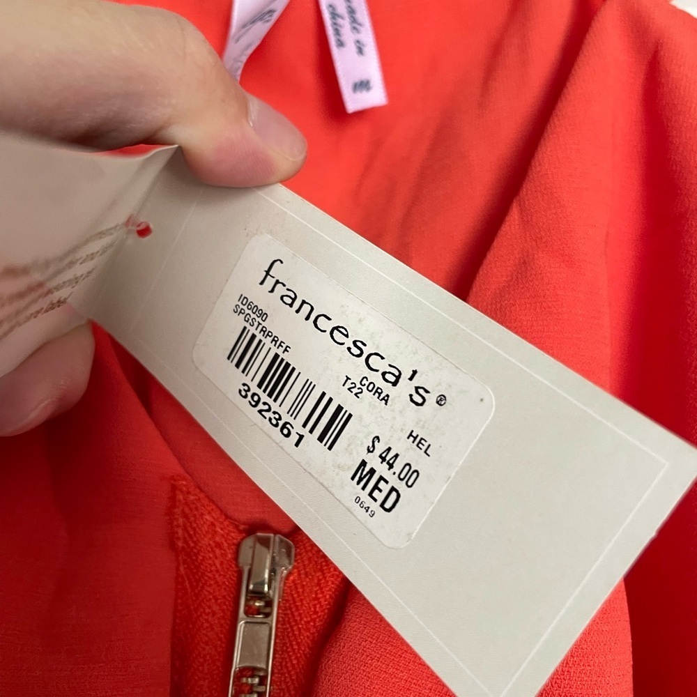 NWT Francesca's Collections Coral Orange Dress Size Medium - Picture 3 of 4